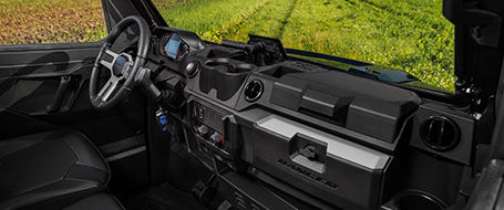 View out the windshield of RANGER XP 1000