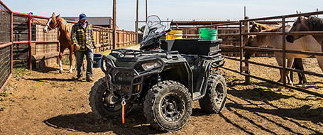 Close view of a Polaris Sportsman 450