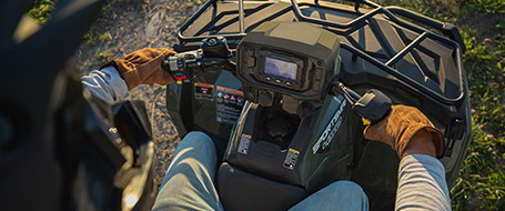 Upper view of a Polaris Sportsman 450 driver panel