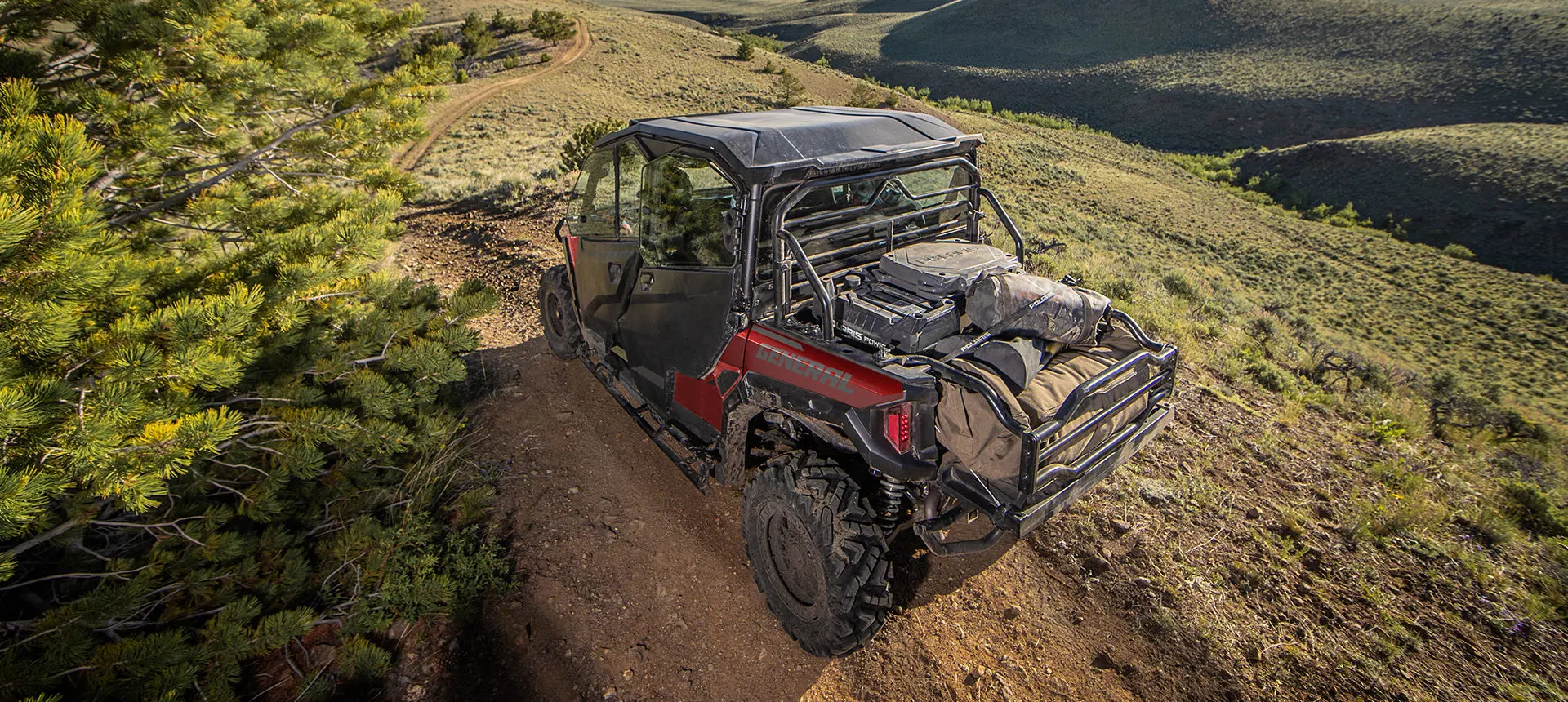 Polaris General 4 1000 side by side with a fully loaded cargo box