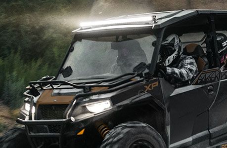 Polaris General XP 4 1000 side by side with a windshield installed