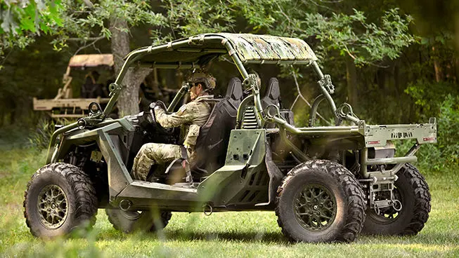soldier driving a green mrzr alpha 2 tactical vehicle