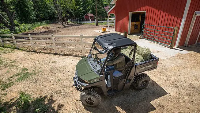RANGER SP 570 taking a tight turn on a farm