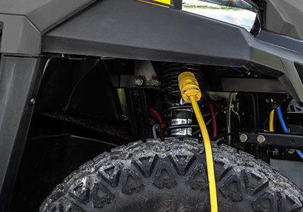 close up of the charging port of a ranger ev