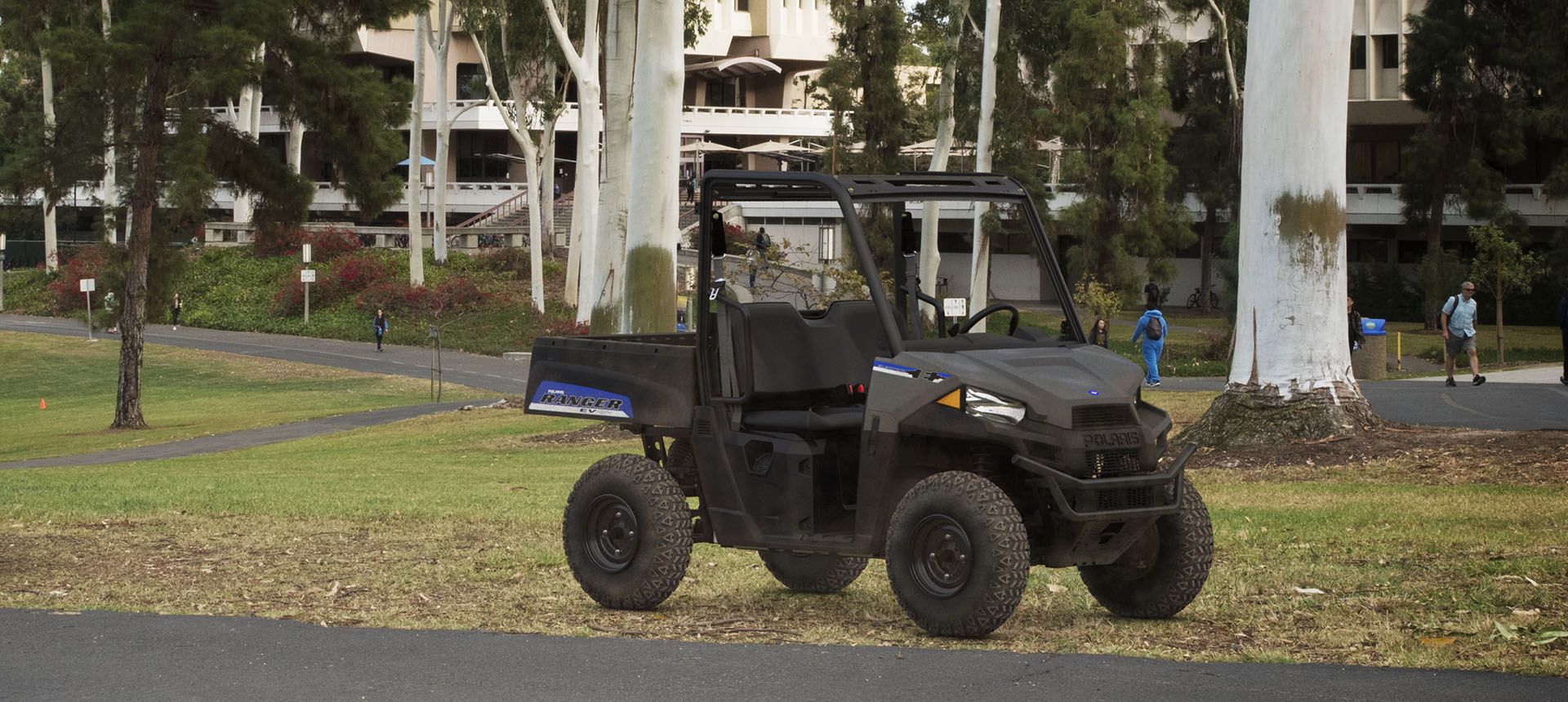 ranger ev parked on a college campus