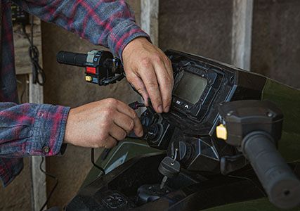 easy access battery charging port on the sportsman 570 atv