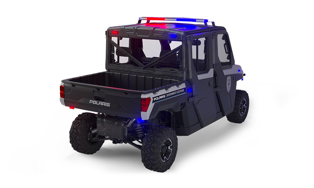 Rear side view of the cargo box on a polaris ranger crew xp 1000 eps northstar hvac edition utv with the premium patrol package installed
