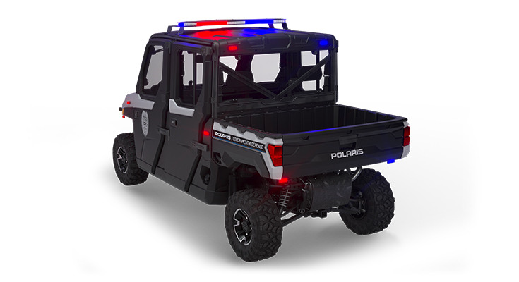 Rear view of the cargo box on a polaris ranger crew xp 1000 eps northstar hvac edition utv with the premium patrol package installed