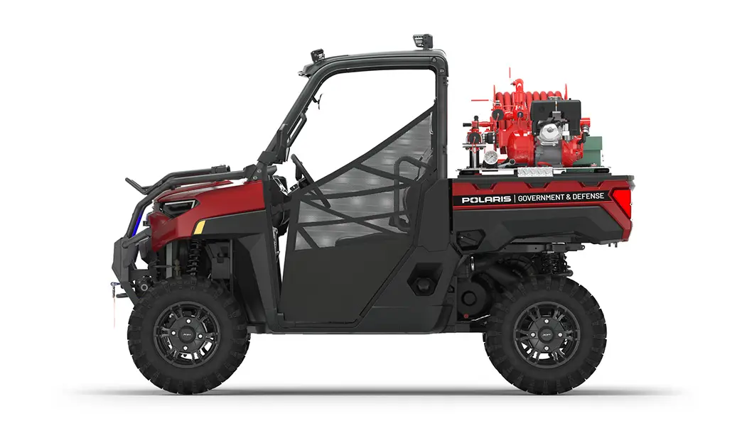 Side view of a polaris RANGER XP 1000 Premium with the Basic Firefighting Package