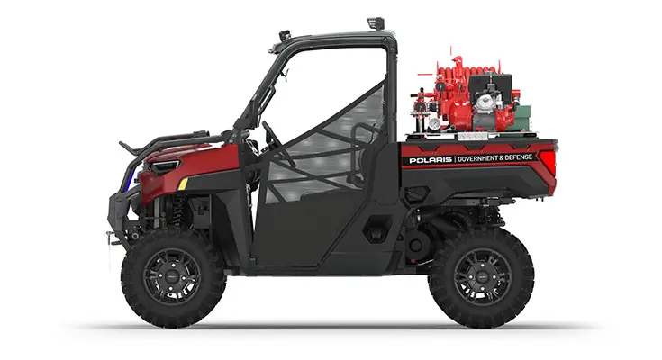 Side view of a polaris RANGER XP 1000 Premium with the Basic Firefighting Package
