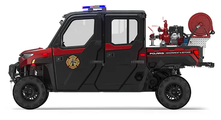 Left side view of a polaris RANGER CREW XP 1000 Premium Northstar Edition with the Premium Firefighting & Rescue Package