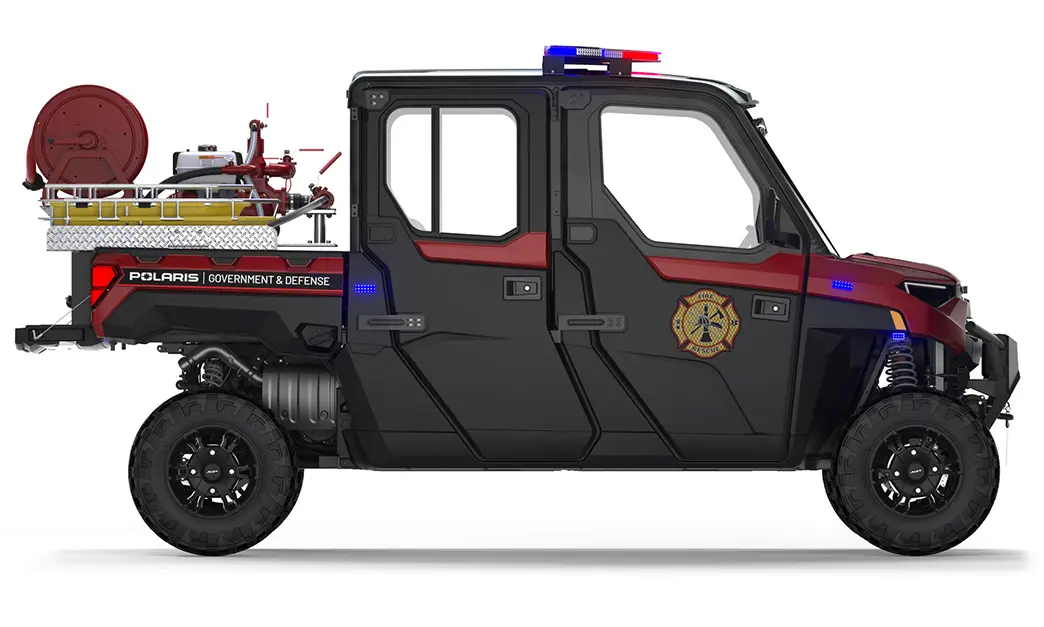 Right side view of a polaris RANGER CREW XP 1000 Premium Northstar Edition with the Premium Firefighting & Rescue Package