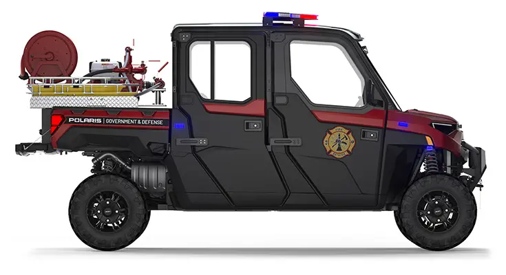 Right side view of a polaris RANGER CREW XP 1000 Premium Northstar Edition with the Premium Firefighting & Rescue Package