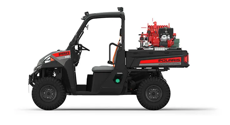 Side view of a polaris Pro XD Full-Size Diesel with the Basic Firefighting Package