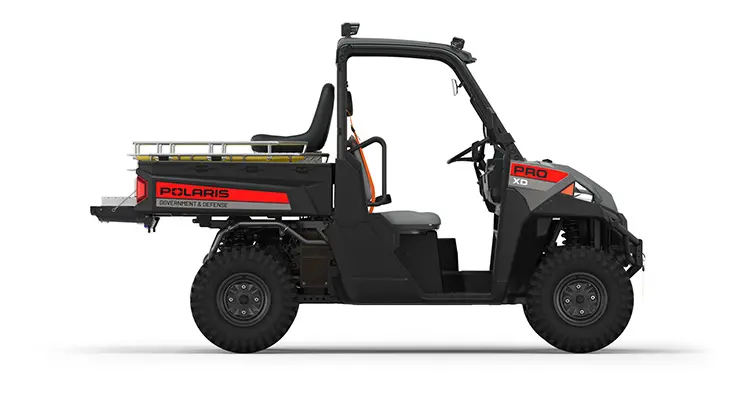 Side view of a Polaris Pro XD Full-Size Diesel with the Basic Rescue Package