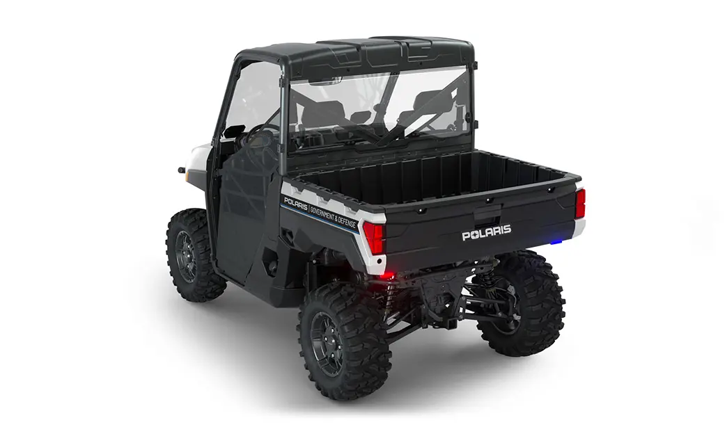 Rear view of the cargo box area on a polaris RANGER XP 1000 Premium with the Basic Patrol Package