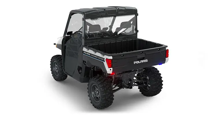 Rear view of the cargo box area on a polaris RANGER XP 1000 Premium with the Basic Patrol Package