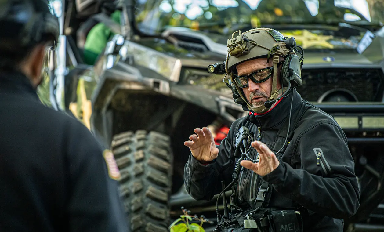 Military instructor explaining
