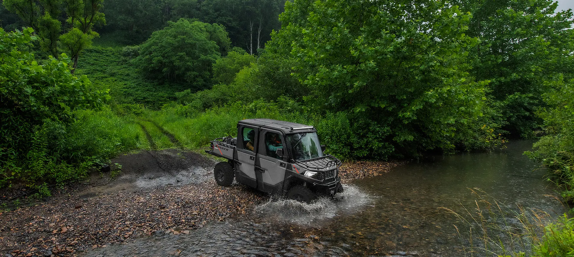 RANGER CREW SP 570 NorthStar Edition UTV driving into a ravine