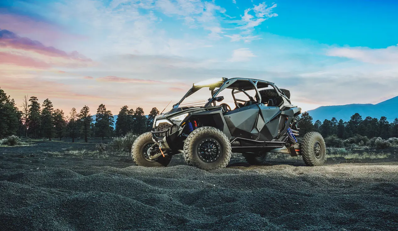 RZR Pro R 4 parked with the lightbar on