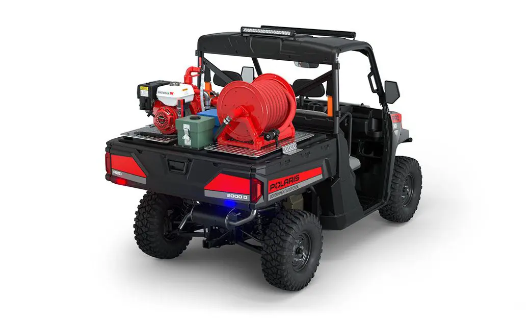 Side view of a polaris Pro XD Full-Size Diesel with the Basic Firefighting Package