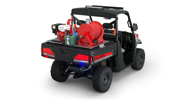 Side view of a polaris Pro XD Full-Size Diesel with the Basic Firefighting Package