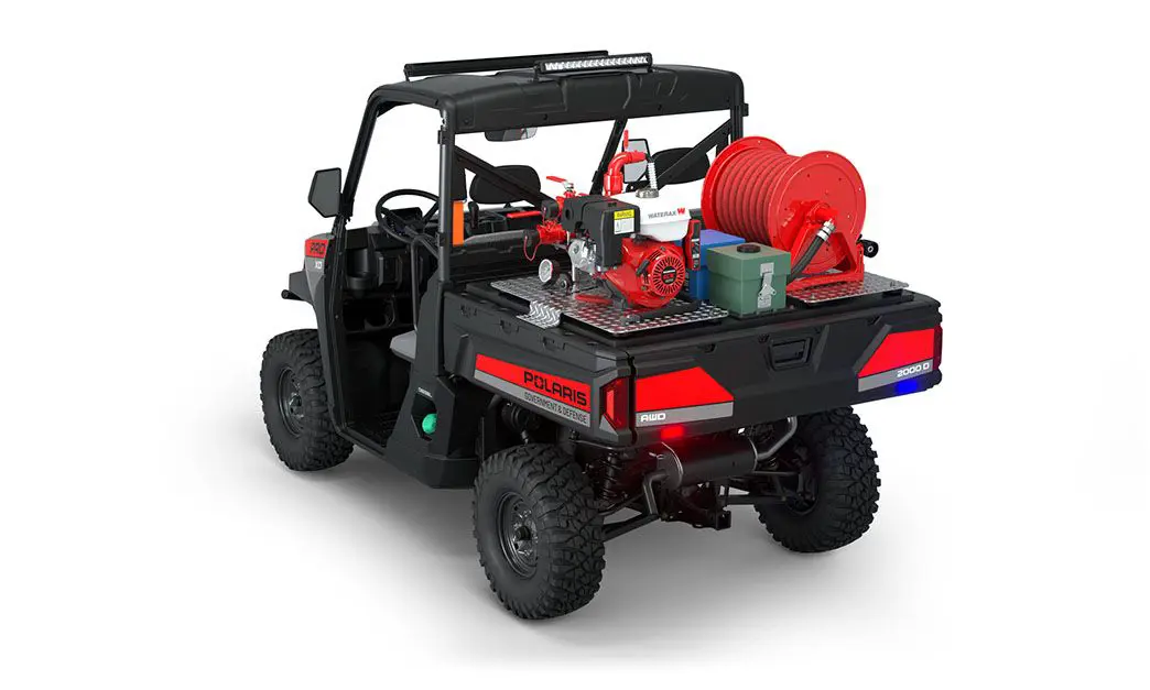 Side view of a polaris Pro XD Full-Size Diesel with the Basic Firefighting Package