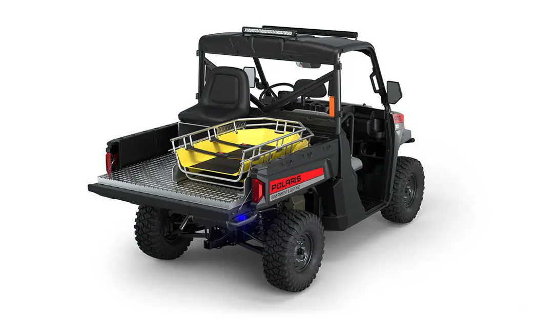 Side view of a polaris Pro XD Full-Size Diesel with the Basic Rescue Package