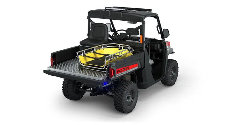 Side view of a polaris Pro XD Full-Size Diesel with the Basic Rescue Package