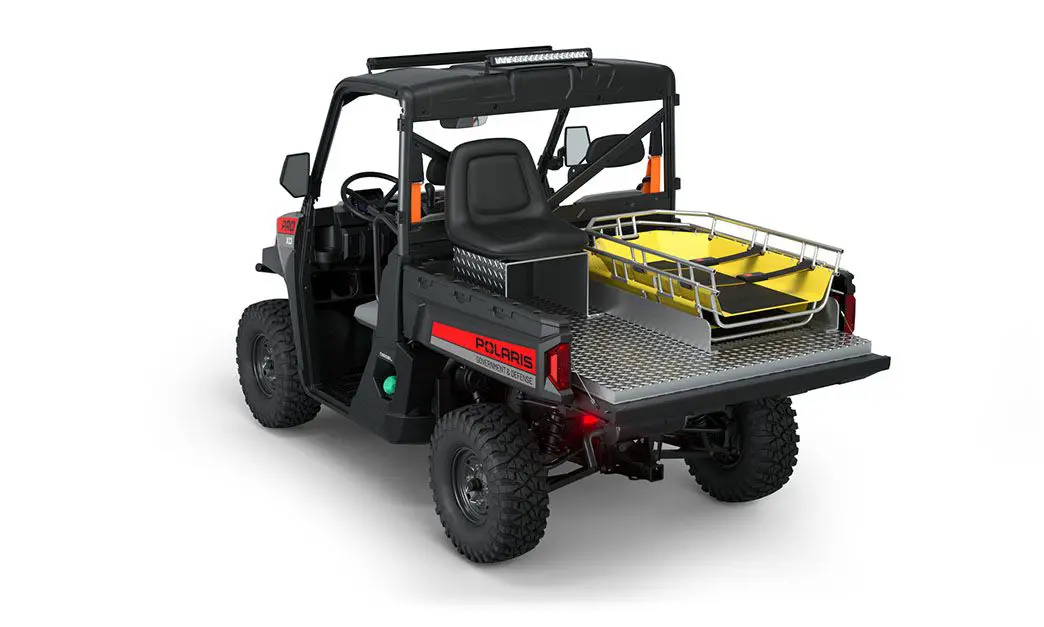 Side view of a polaris Pro XD Full-Size Diesel with the Basic Rescue Package