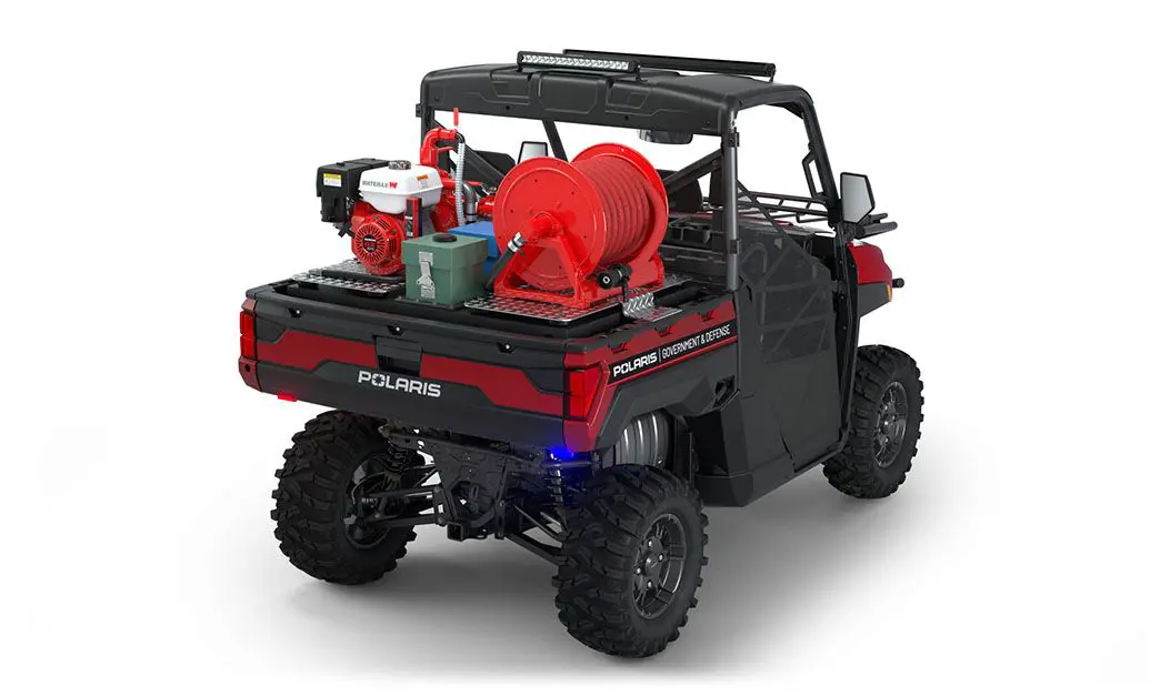Side view of a polaris RANGER XP 1000 Premium with the Basic Firefighting Package