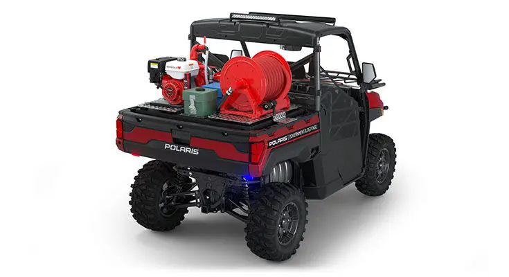 Side view of a polaris RANGER XP 1000 Premium with the Basic Firefighting Package