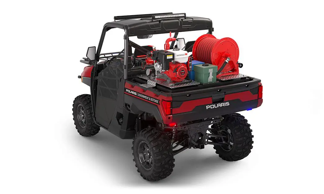 Side view of a polaris RANGER XP 1000 Premium with the Basic Firefighting Package