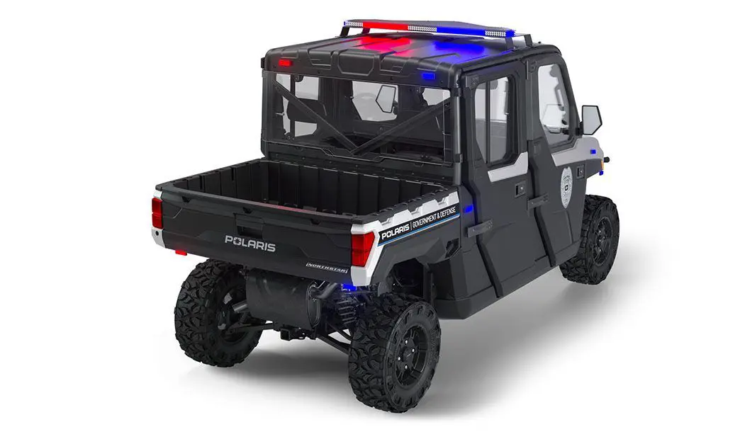 Rear side view of the cargo box on a polaris RANGER CREW XP 1000 Premium Northstar Edition with the Premium Patrol Package