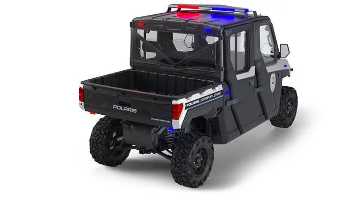 Rear side view of the cargo box on a polaris RANGER CREW XP 1000 Premium Northstar Edition with the Premium Patrol Package