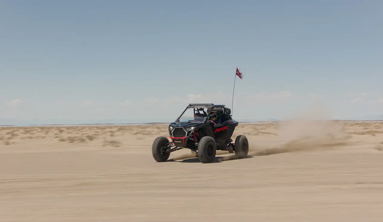 Polaris RZR Pro S side-by-side cruising through the desert.
