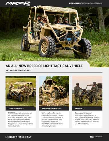 Polaris MRZR Alpha tactical side-by-side brochure.