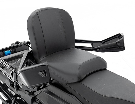 Passenger seat on a Polaris Military 850 TITAN 155 snowmobile.