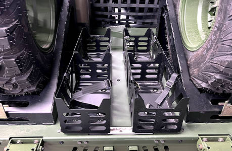 Jerry Can Holder accessory installed on a MRZR Alpha military tactical side-by-side.