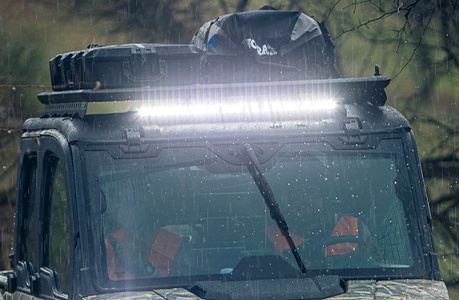 Polaris RANGER XD 1500 extreme duty UTV with lighting accessories installed.