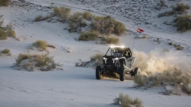 Polaris RZR Pro S side-by-side cruising through the desert.