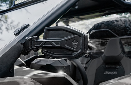 Side mirrors installed on a Polaris RZR Pro XP side-by-side.