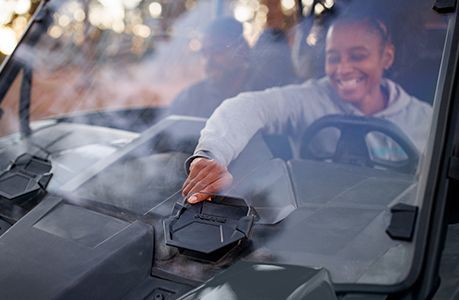 Windshield installed on a RZR XP side-by-side.