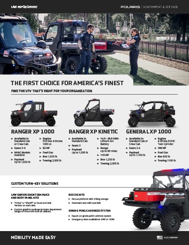 Polaris Government & Defense law enforcement kits brochure.