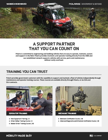 Polaris Vehicle Training Brochure.
