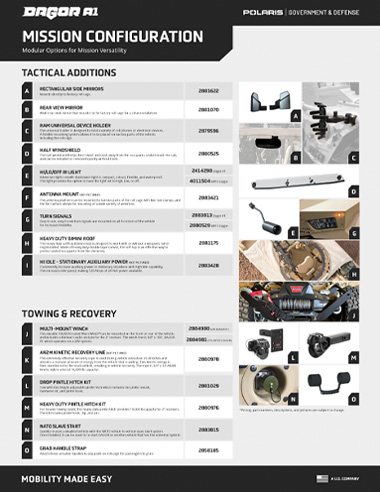 Polaris DAGOR A1 accessories brochure.