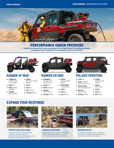 Polaris Government & Defense fire and rescue kits brochure.