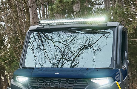 A lightbar installed on the roof of a Polaris RANGER 1000 UTV.