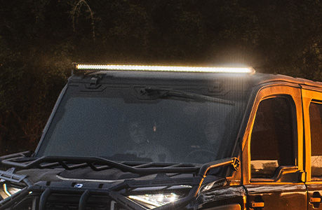 Polaris RANGER XD 1500 extreme duty UTV with lighting accessories installed.