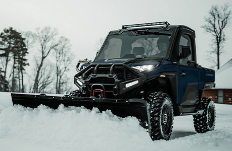 Polaris RANGER XD 1500 extreme duty UTV with a plow system installed.
